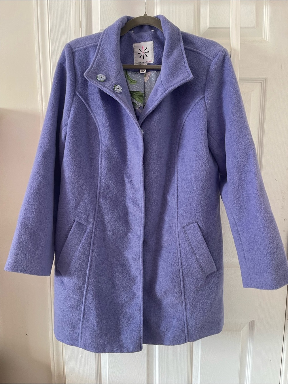 Isaac Mizrahi Live Periwinkle Purple Wool Blend Coat